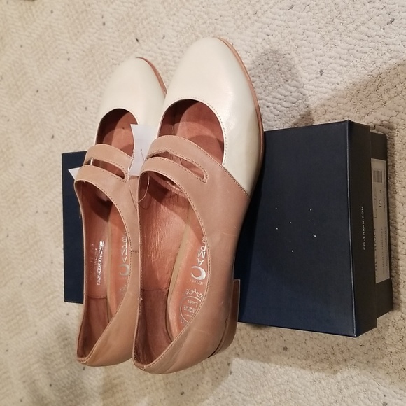 Two Toned Leather Jeffrey Campbell Deposit Flats Colorblock Retro Shoes - Picture 2 of 9